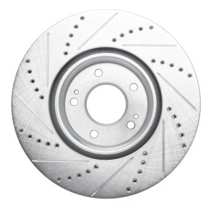 Mitsubishi Lancer Brake Rotor (1) - Front Right - R1 Concepts - Drilled & Slotted - Silver - `03-`06